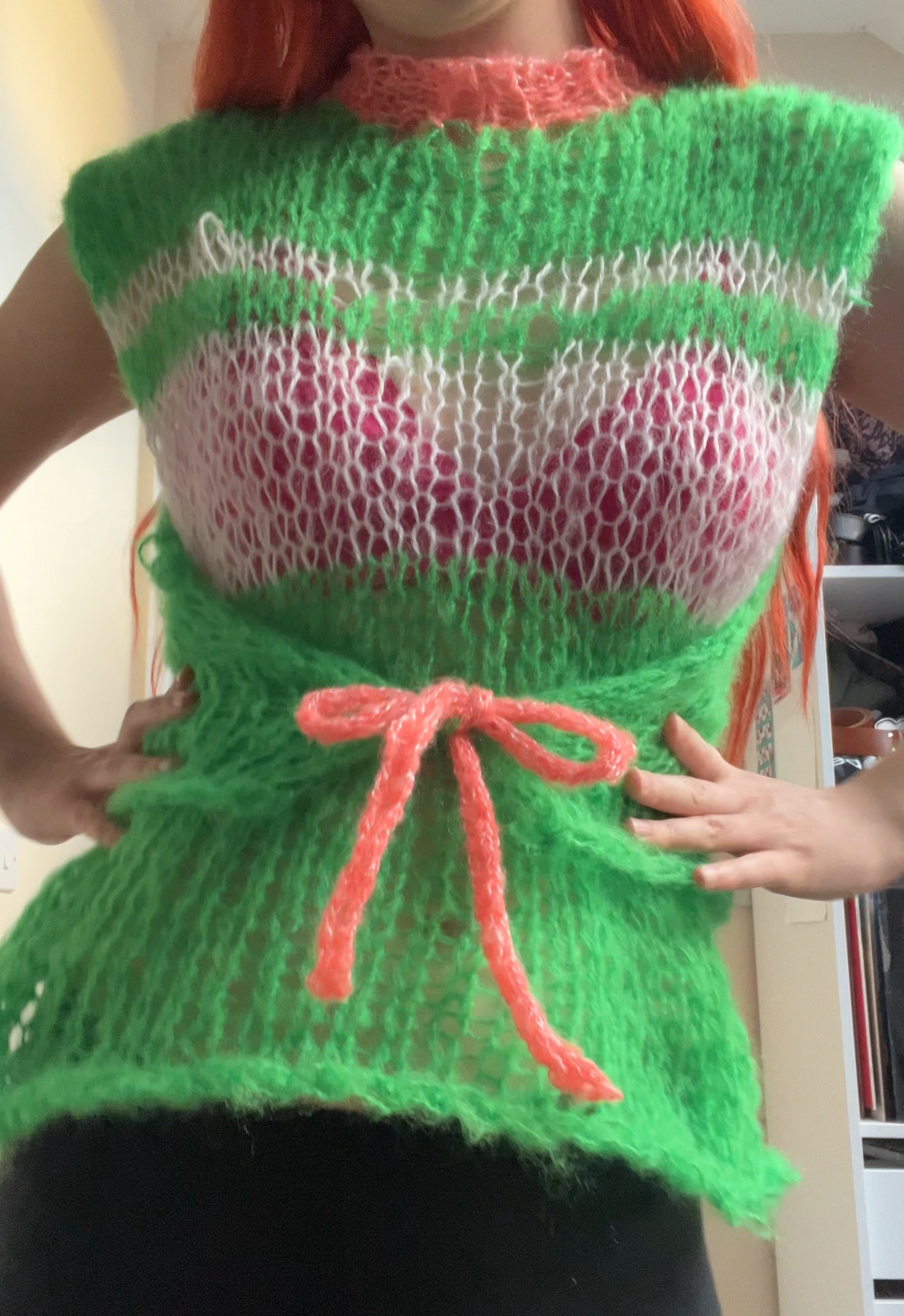 Green Tie Front Knit Vest