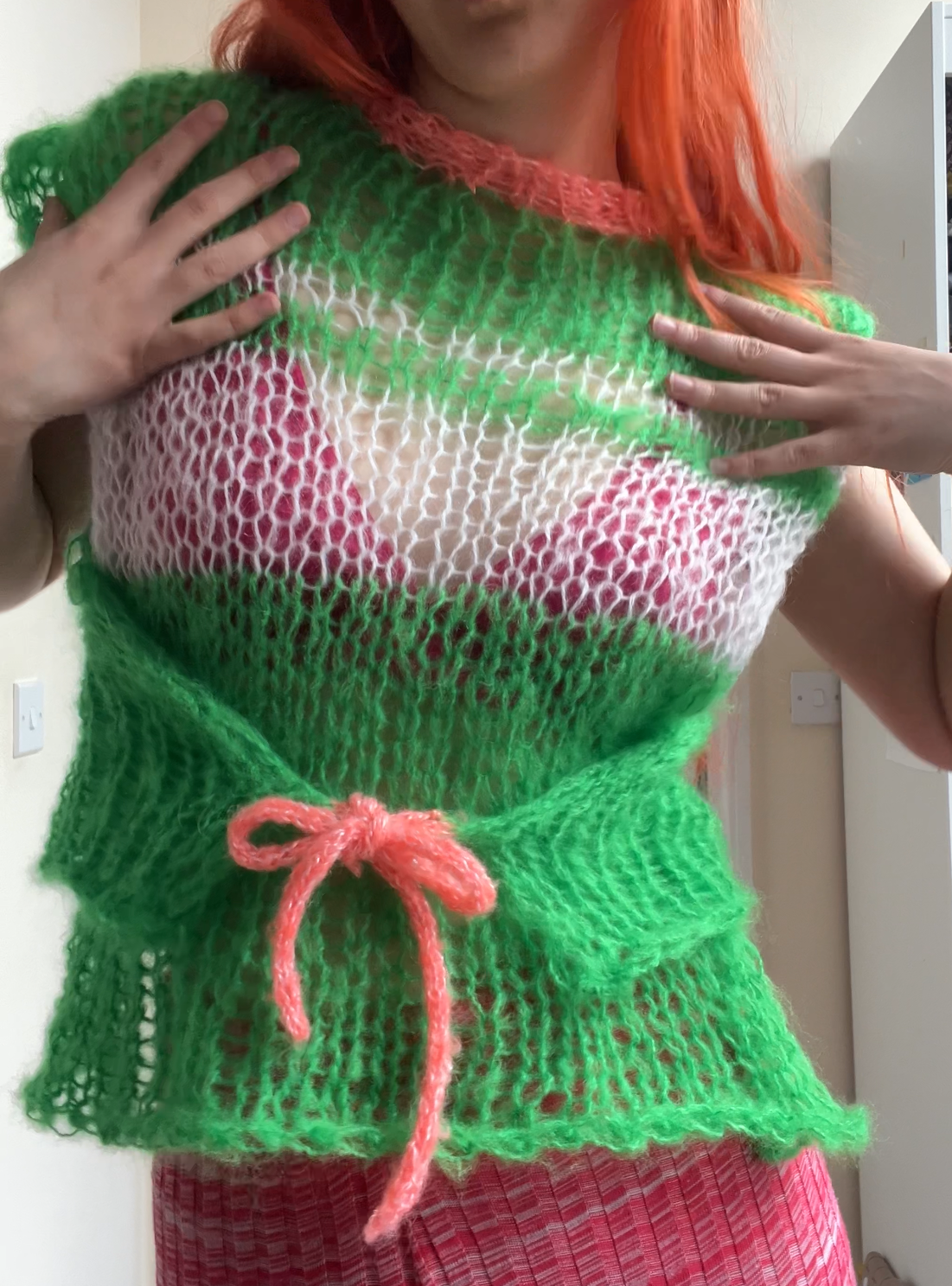 Green Tie Front Knit Vest